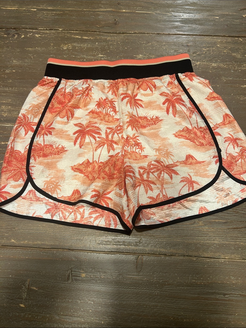 Scotch & Soda Coral Palm-Print Shorts with Black Trim